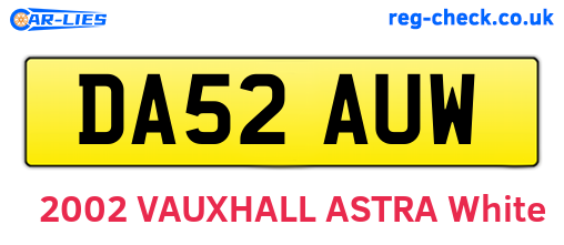 DA52AUW are the vehicle registration plates.