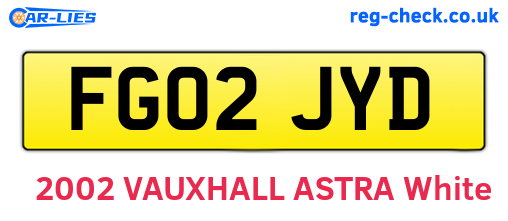 FG02JYD are the vehicle registration plates.