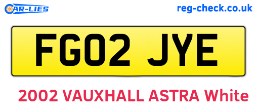 FG02JYE are the vehicle registration plates.