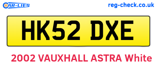 HK52DXE are the vehicle registration plates.