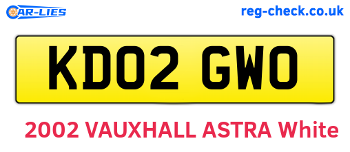 KD02GWO are the vehicle registration plates.