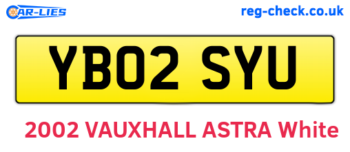 YB02SYU are the vehicle registration plates.