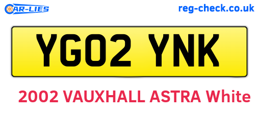 YG02YNK are the vehicle registration plates.
