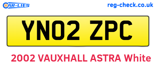 YN02ZPC are the vehicle registration plates.