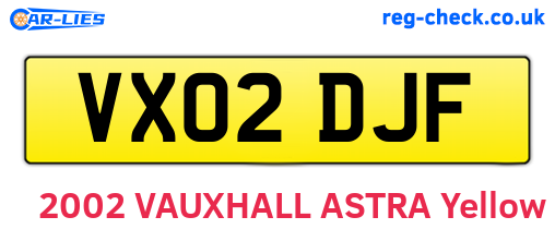 VX02DJF are the vehicle registration plates.