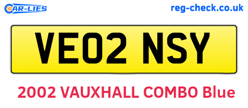 VE02NSY are the vehicle registration plates.