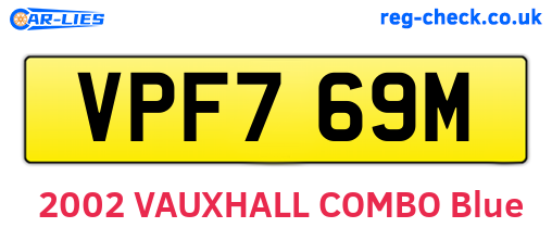 VPF769M are the vehicle registration plates.