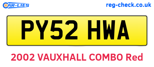 PY52HWA are the vehicle registration plates.