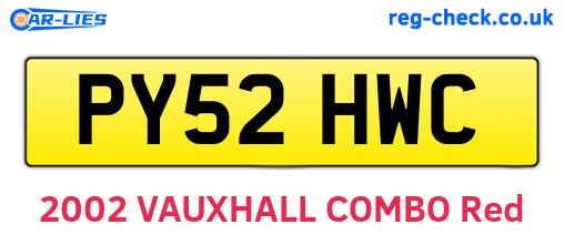 PY52HWC are the vehicle registration plates.