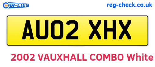 AU02XHX are the vehicle registration plates.