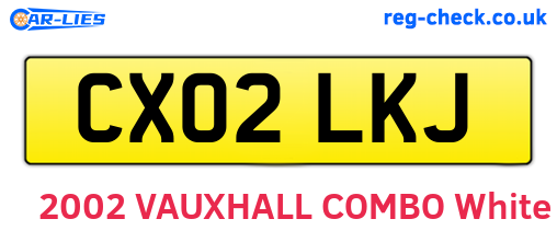 CX02LKJ are the vehicle registration plates.