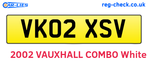 VK02XSV are the vehicle registration plates.