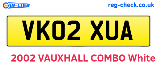 VK02XUA are the vehicle registration plates.