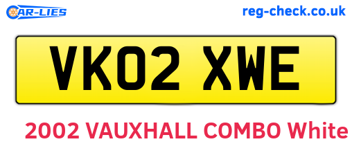 VK02XWE are the vehicle registration plates.