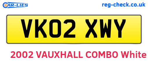 VK02XWY are the vehicle registration plates.