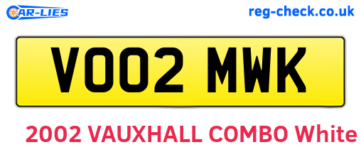 VO02MWK are the vehicle registration plates.
