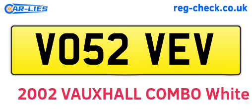 VO52VEV are the vehicle registration plates.