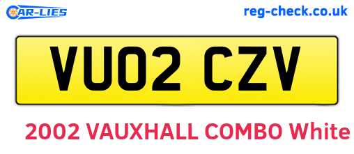 VU02CZV are the vehicle registration plates.
