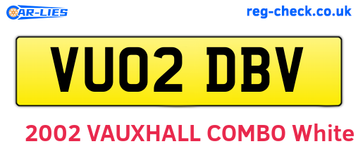 VU02DBV are the vehicle registration plates.