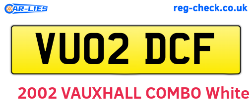 VU02DCF are the vehicle registration plates.