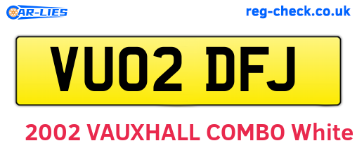 VU02DFJ are the vehicle registration plates.