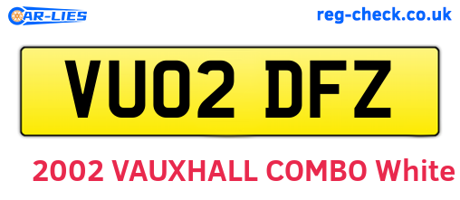 VU02DFZ are the vehicle registration plates.