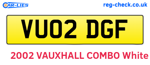 VU02DGF are the vehicle registration plates.