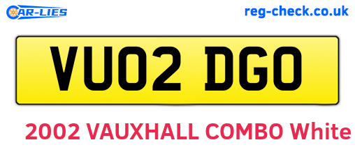 VU02DGO are the vehicle registration plates.
