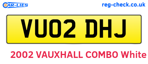 VU02DHJ are the vehicle registration plates.