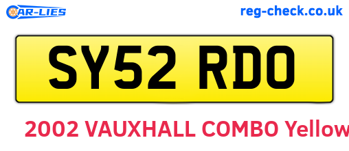 SY52RDO are the vehicle registration plates.