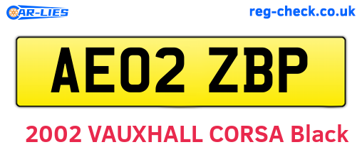 AE02ZBP are the vehicle registration plates.