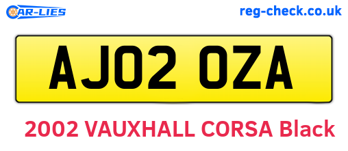 AJ02OZA are the vehicle registration plates.