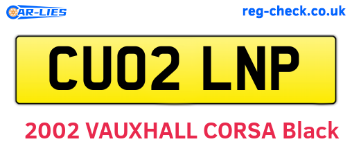 CU02LNP are the vehicle registration plates.