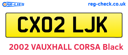 CX02LJK are the vehicle registration plates.