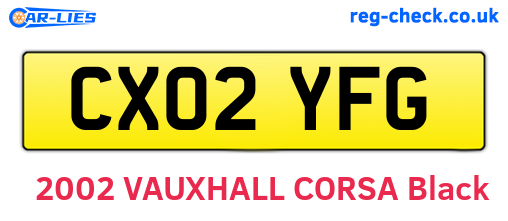 CX02YFG are the vehicle registration plates.