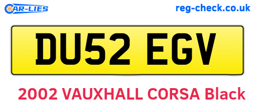 DU52EGV are the vehicle registration plates.