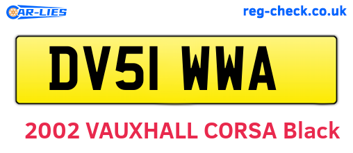 DV51WWA are the vehicle registration plates.