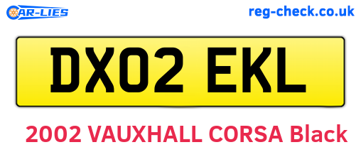 DX02EKL are the vehicle registration plates.