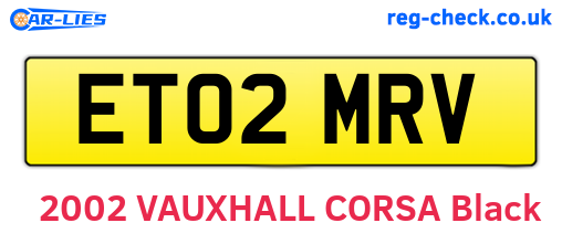 ET02MRV are the vehicle registration plates.