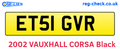 ET51GVR are the vehicle registration plates.