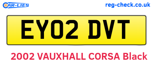EY02DVT are the vehicle registration plates.