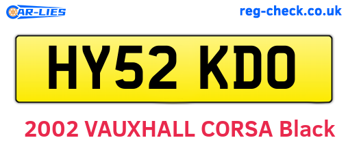 HY52KDO are the vehicle registration plates.