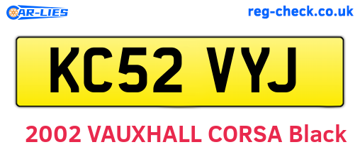 KC52VYJ are the vehicle registration plates.