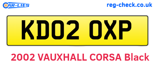 KD02OXP are the vehicle registration plates.