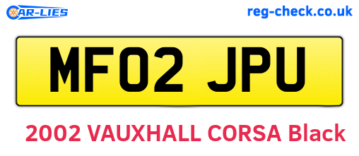 MF02JPU are the vehicle registration plates.