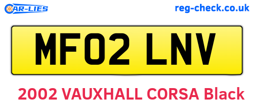 MF02LNV are the vehicle registration plates.