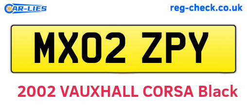 MX02ZPY are the vehicle registration plates.