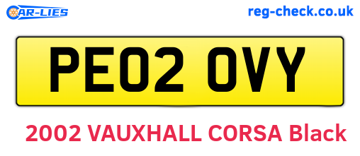 PE02OVY are the vehicle registration plates.