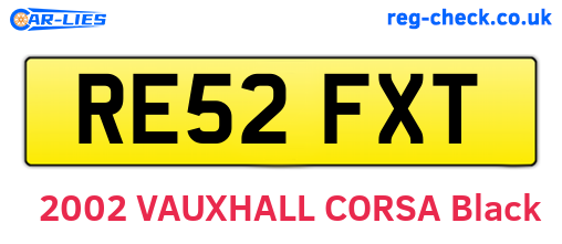 RE52FXT are the vehicle registration plates.