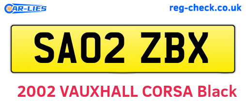 SA02ZBX are the vehicle registration plates.
